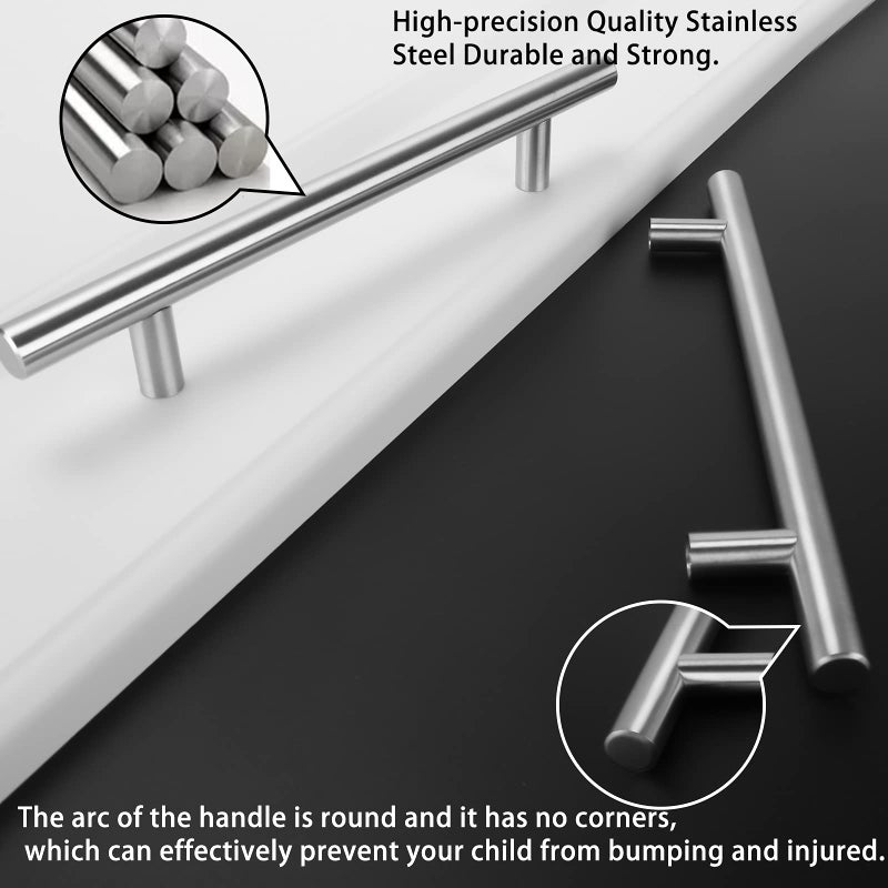 homdiy 25Pack Cabinet Handles Brushed Nickel Cabinet Pulls 3-3/4in Hole Center - HD201SN Kitchen Hardware for Cabinets Sliver Cabinet Hardware Pulls for Bathroom, Bedroom,Wardrobe - Image 4